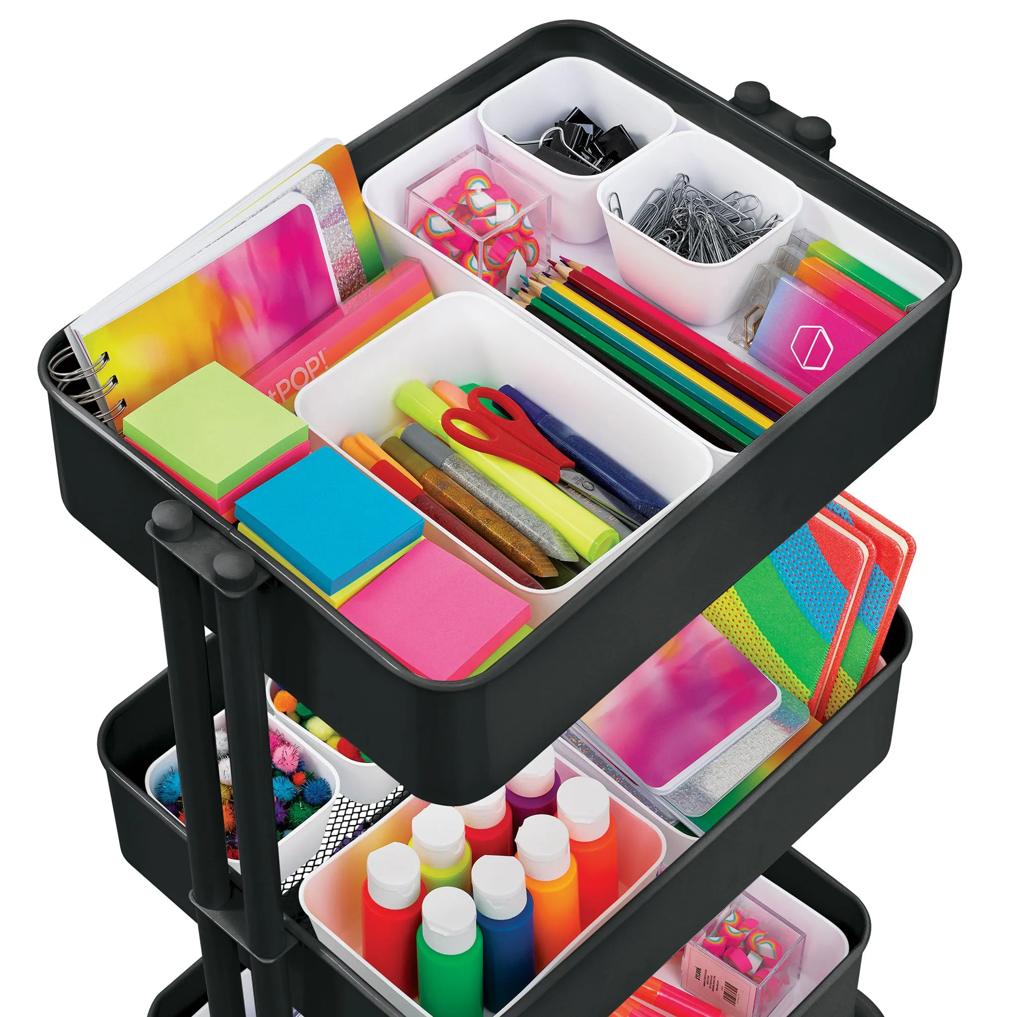 3-Tier Rolling Cart - Black