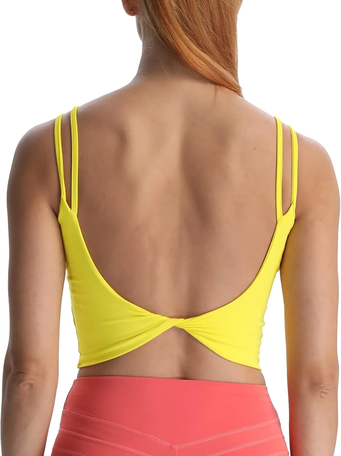 Aoxjox Women's Workout Sports Bras Fitness Padded Backless Yoga Crop Tank Top Twist Back Cami