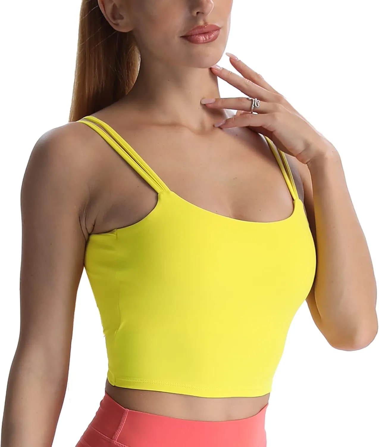 Aoxjox Women's Workout Sports Bras Fitness Padded Backless Yoga Crop Tank Top Twist Back Cami