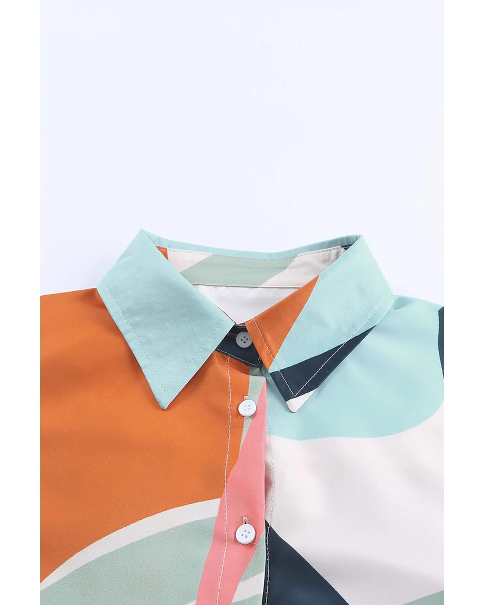 Azura Exchange Abstract Print Cuffed Sleeve Shirt - S