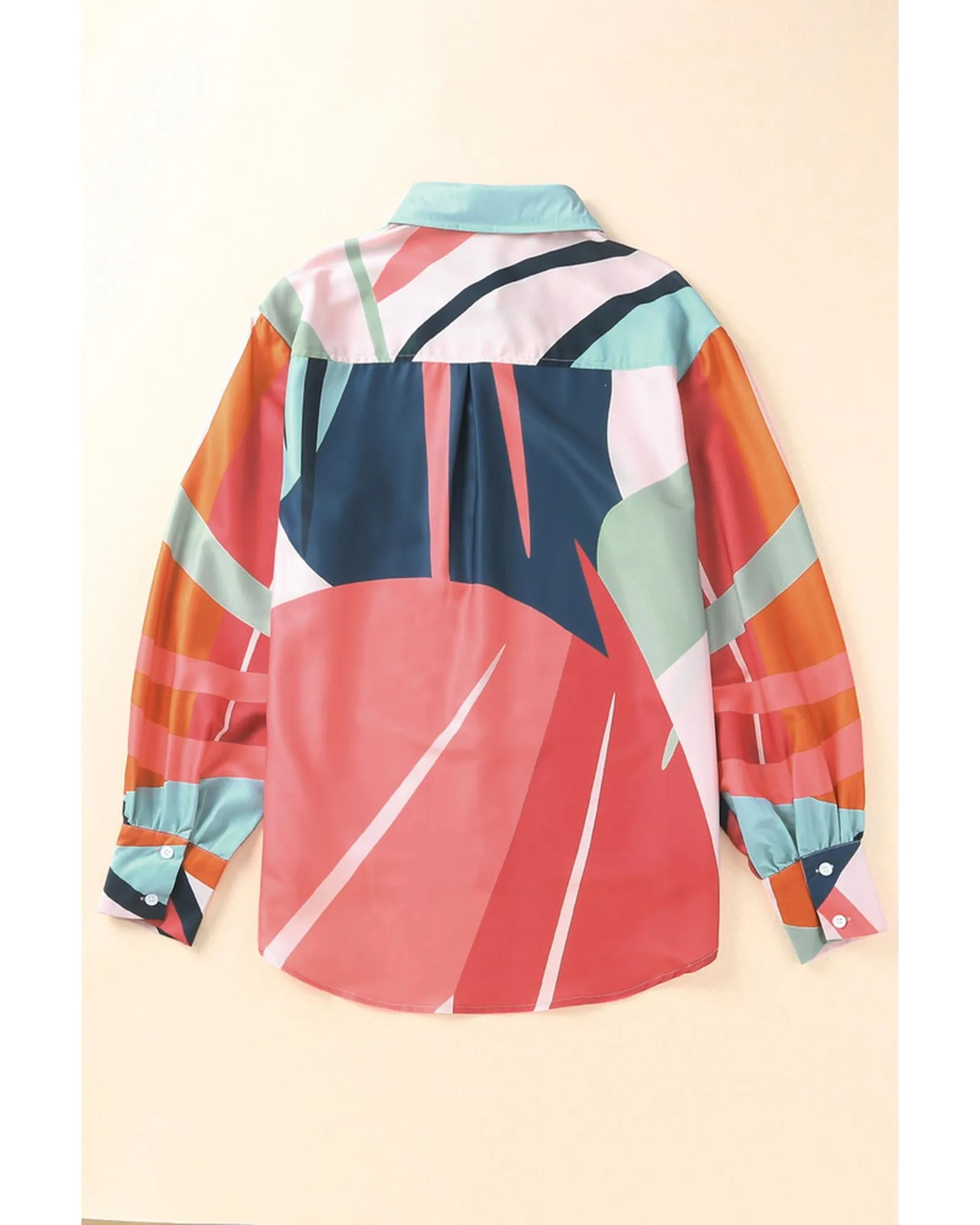 Azura Exchange Abstract Print Cuffed Sleeve Shirt - S
