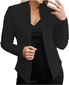 Blazers for Women Open Front Long Sleeve Slim Fit Short Blazer Work Office Suit Jackets Business Casual Outfits