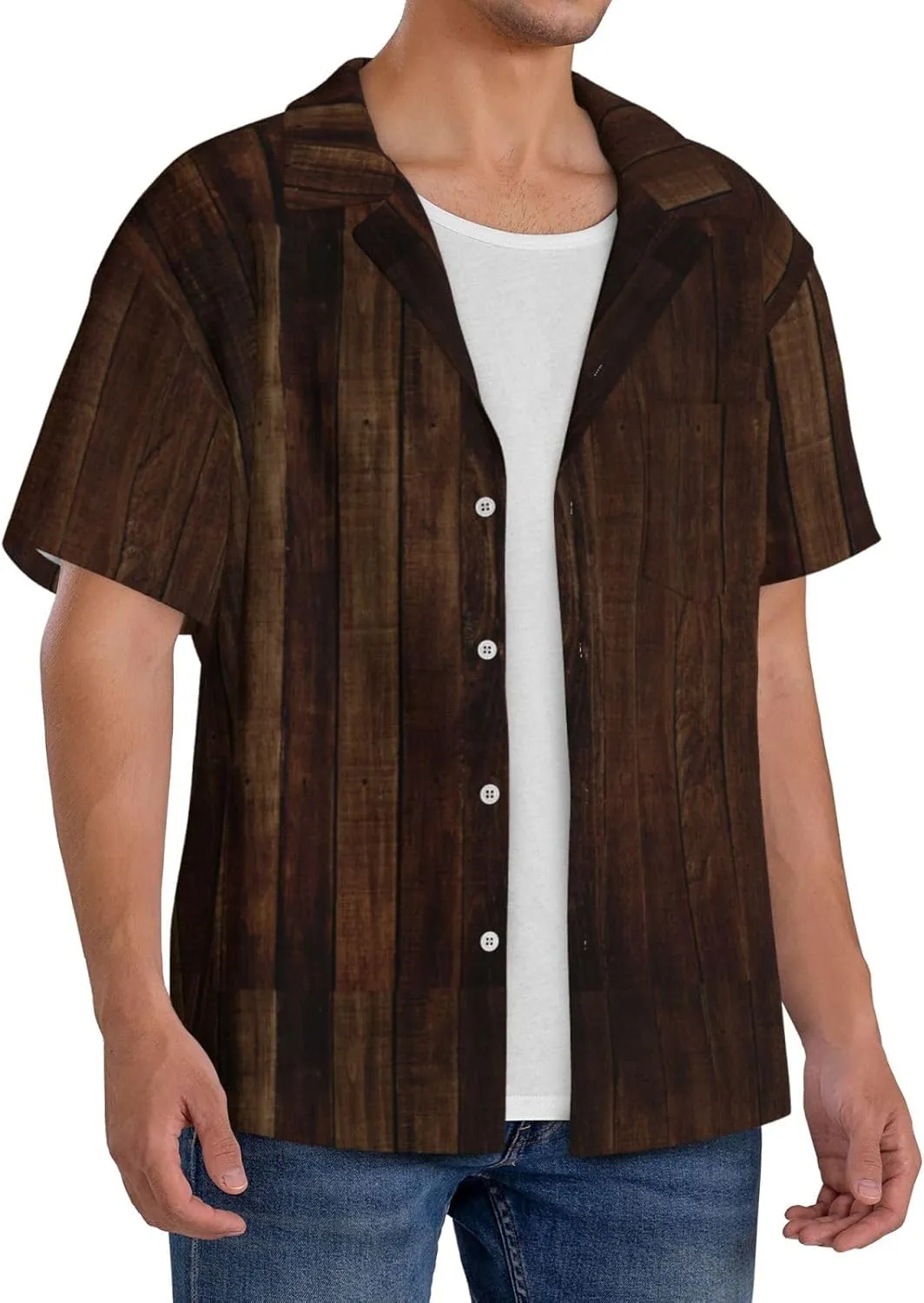 BREAUX Board Stripe Print Men's Fashionable Cuban Collar Shirts for Tropical Parties and Casual Occasions