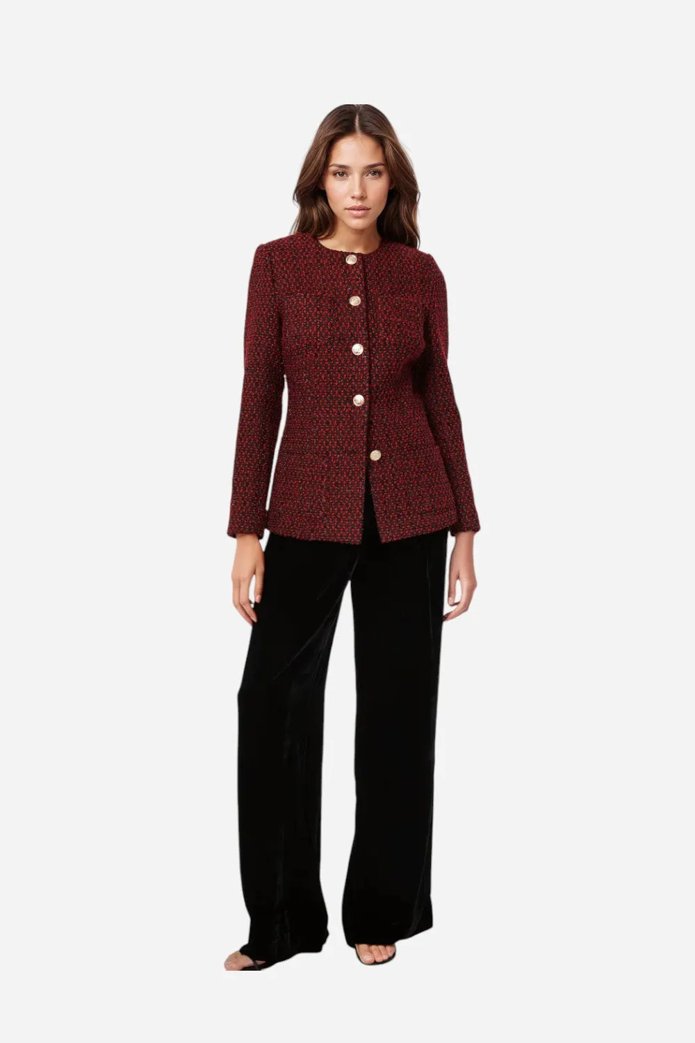 Cami NYC Wrenley Metallic Tweed Jacket Red