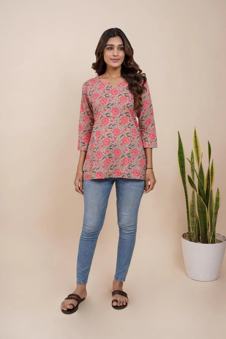 Ekisha's women multicolor beautiful designer floral printed cotton tunic top short kurti