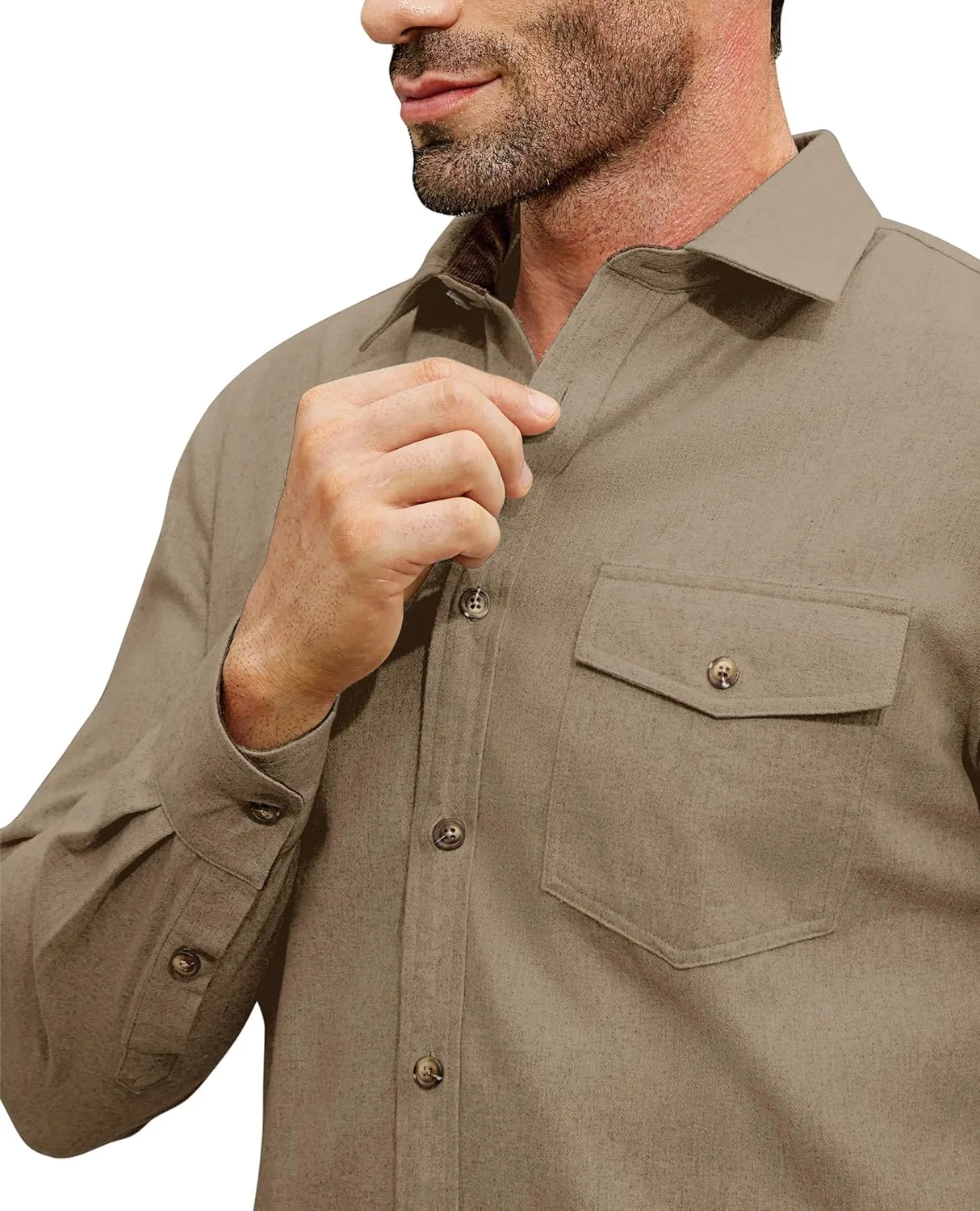 Flannel Shirt for Men Long Sleeve Mens Dress Shirts Cotton Casual Button Down Shirt Big Work Shacket Jackets