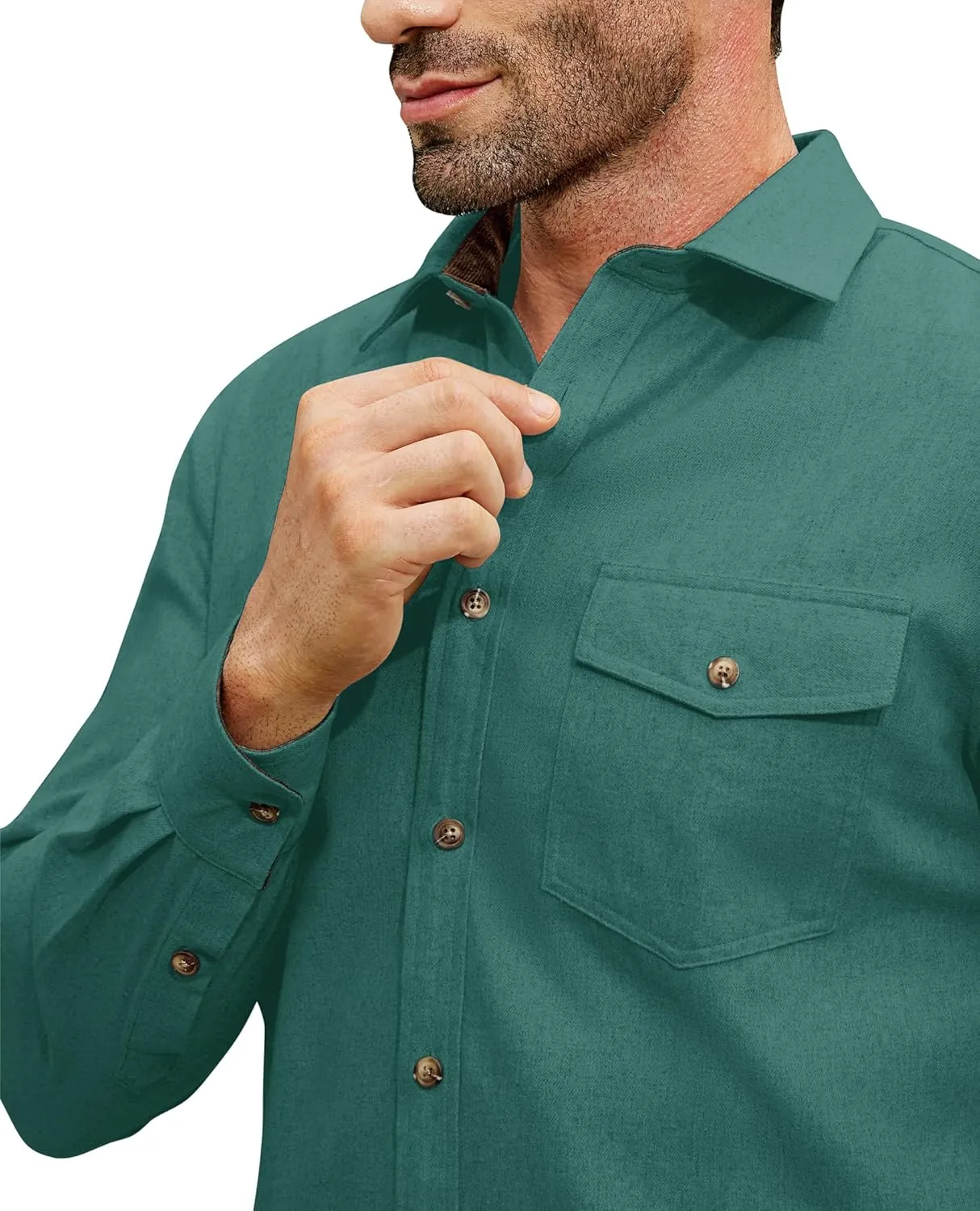 Flannel Shirt for Men Long Sleeve Mens Dress Shirts Cotton Casual Button Down Shirt Big Work Shacket Jackets