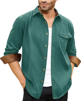 Flannel Shirt for Men Long Sleeve Mens Dress Shirts Cotton Casual Button Down Shirt Big Work Shacket Jackets