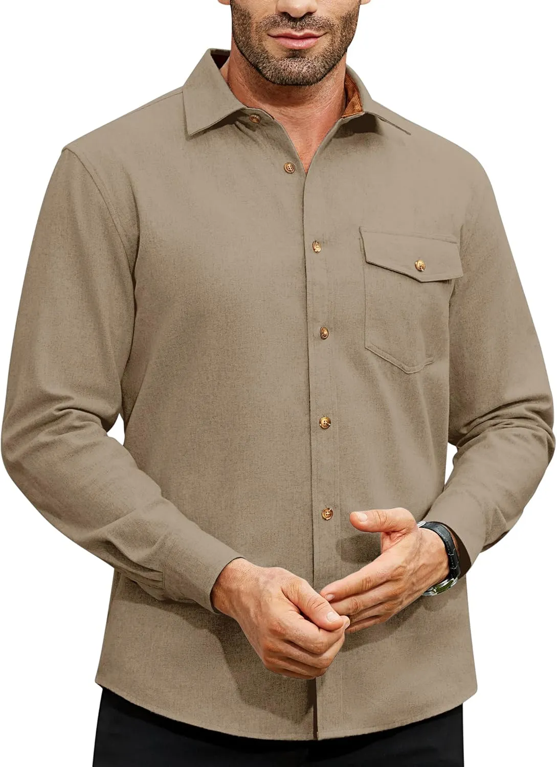 Flannel Shirt for Men Long Sleeve Mens Dress Shirts Cotton Casual Button Down Shirt Big Work Shacket Jackets