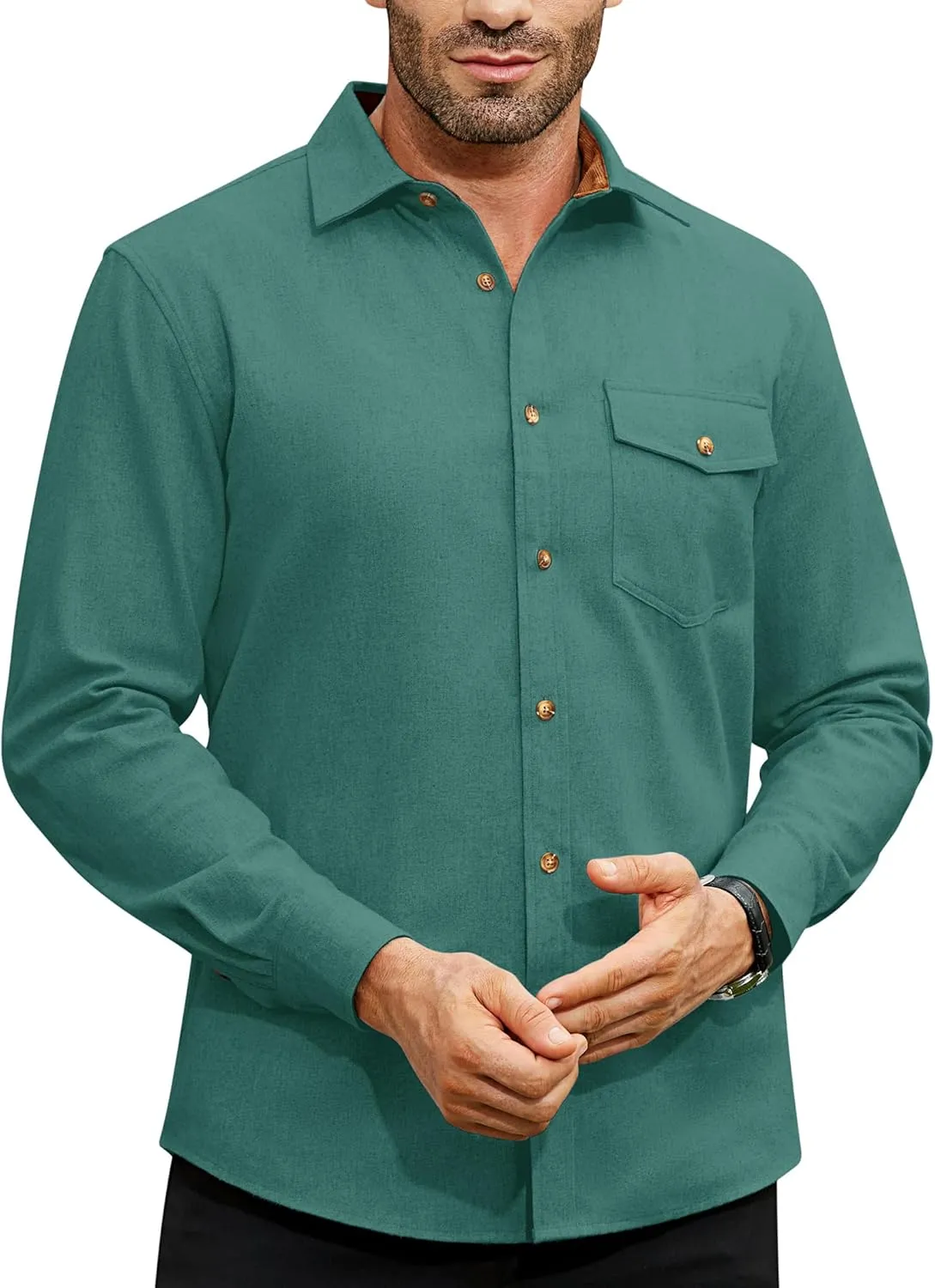 Flannel Shirt for Men Long Sleeve Mens Dress Shirts Cotton Casual Button Down Shirt Big Work Shacket Jackets