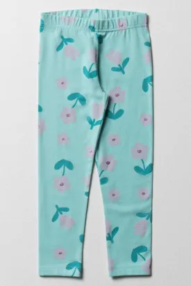 Floral Leggings Aqua