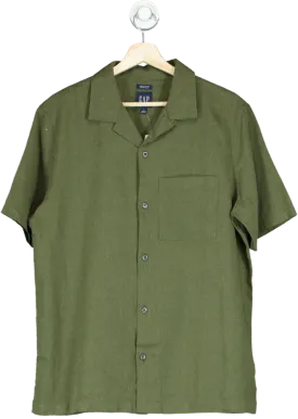 GAP Olive Green Linen Blend Short Sleeve Shirt UK S
