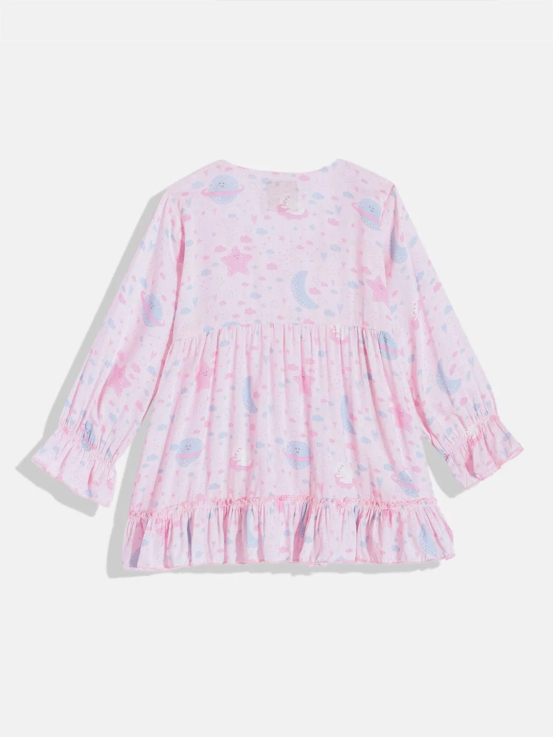 Girls Pinky Pink Gathered Pyjama Set