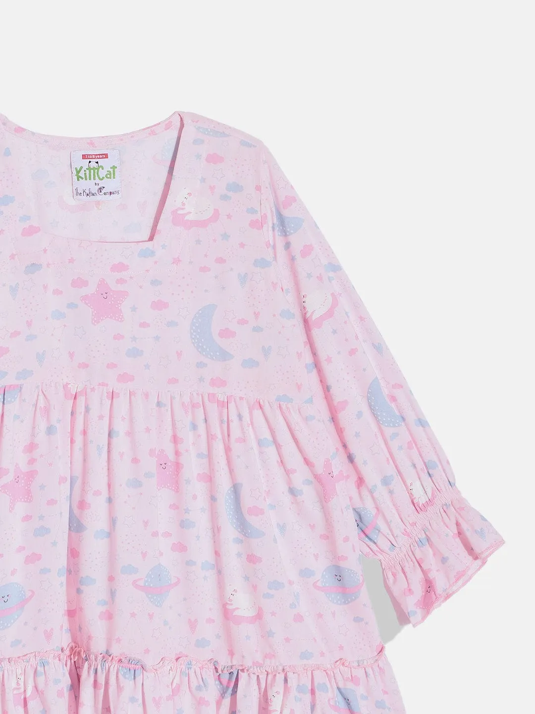Girls Pinky Pink Gathered Pyjama Set