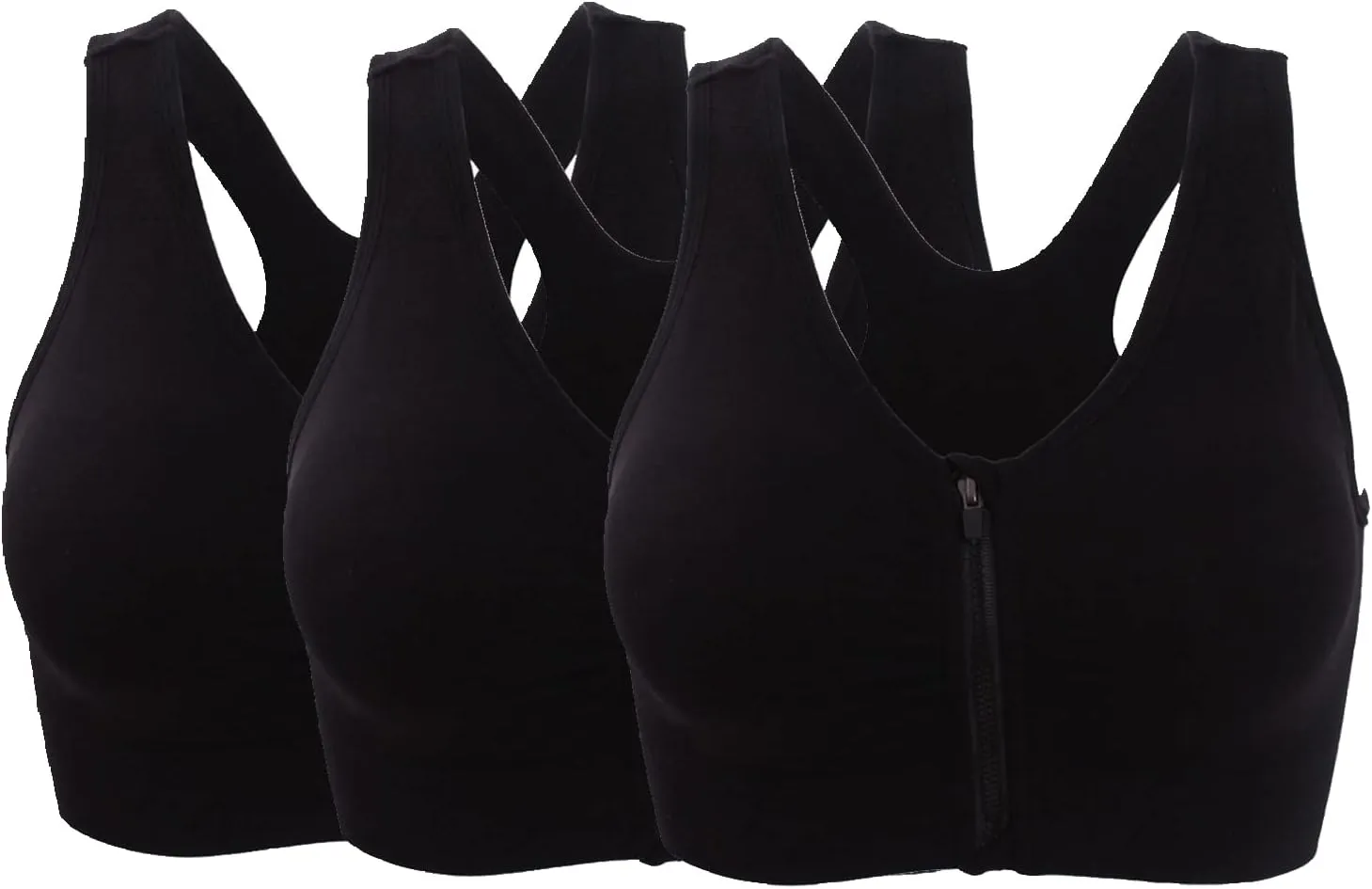 Hiking Gril Women's Zip Front Sports Bra Wireless Post-Surgery Yoga Bras