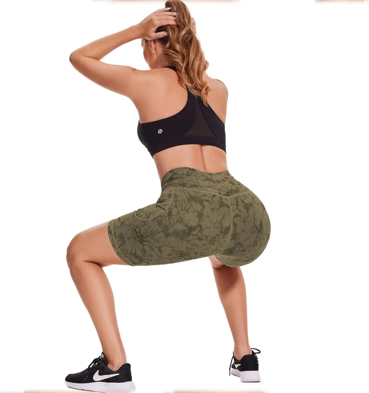 iniber Womens Biker Shorts with Pockets High Waist Workout Yoga Spandex Athletic Bicycle Leggings Shorts for Running