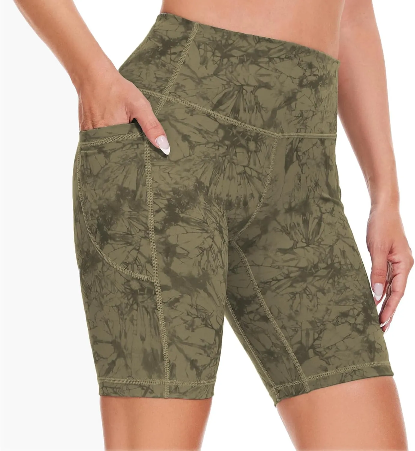 iniber Womens Biker Shorts with Pockets High Waist Workout Yoga Spandex Athletic Bicycle Leggings Shorts for Running