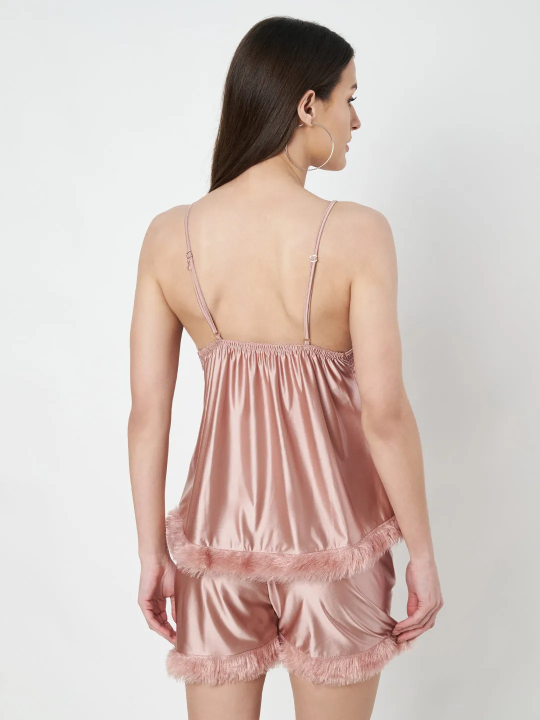 KOI SLEEPWEAR Satin Set with Fur