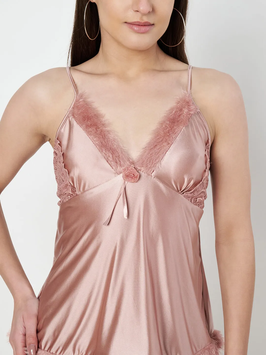 KOI SLEEPWEAR Satin Set with Fur