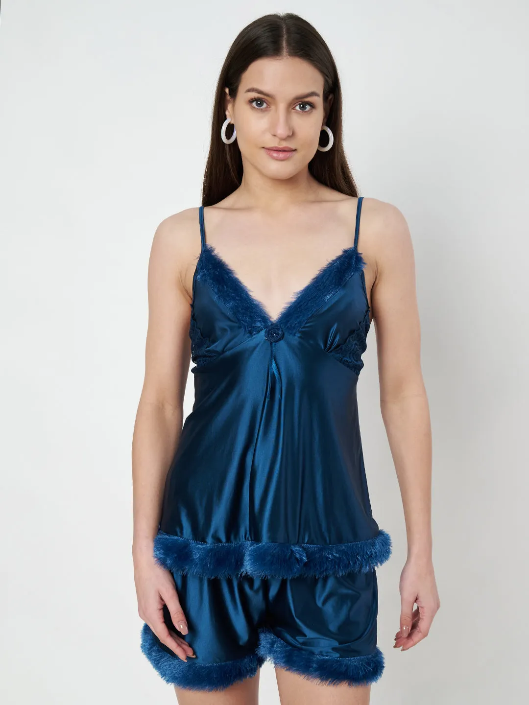 KOI SLEEPWEAR Satin Set with Fur