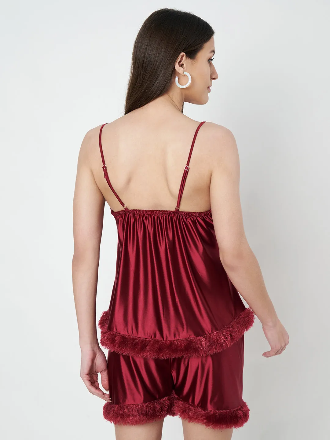 KOI SLEEPWEAR Satin Set with Fur