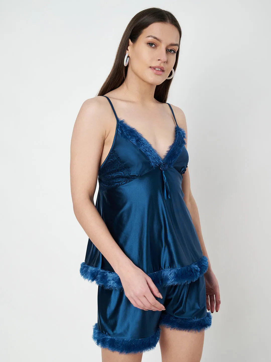 KOI SLEEPWEAR Satin Set with Fur