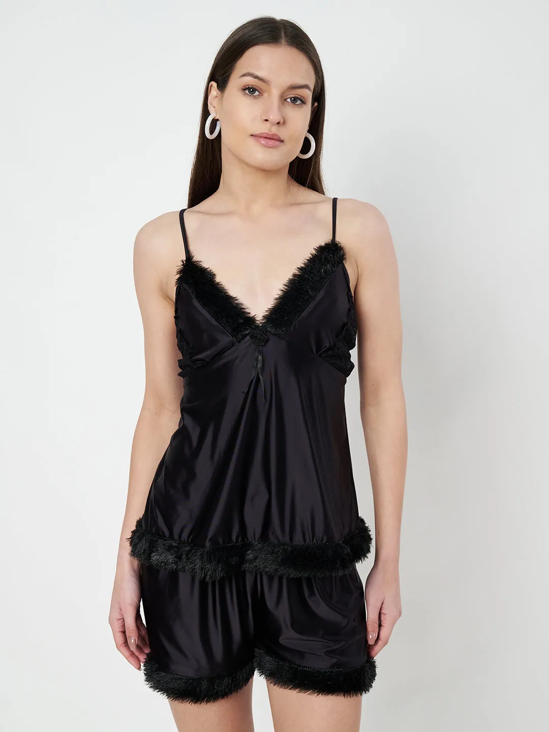 KOI SLEEPWEAR Satin Set with Fur