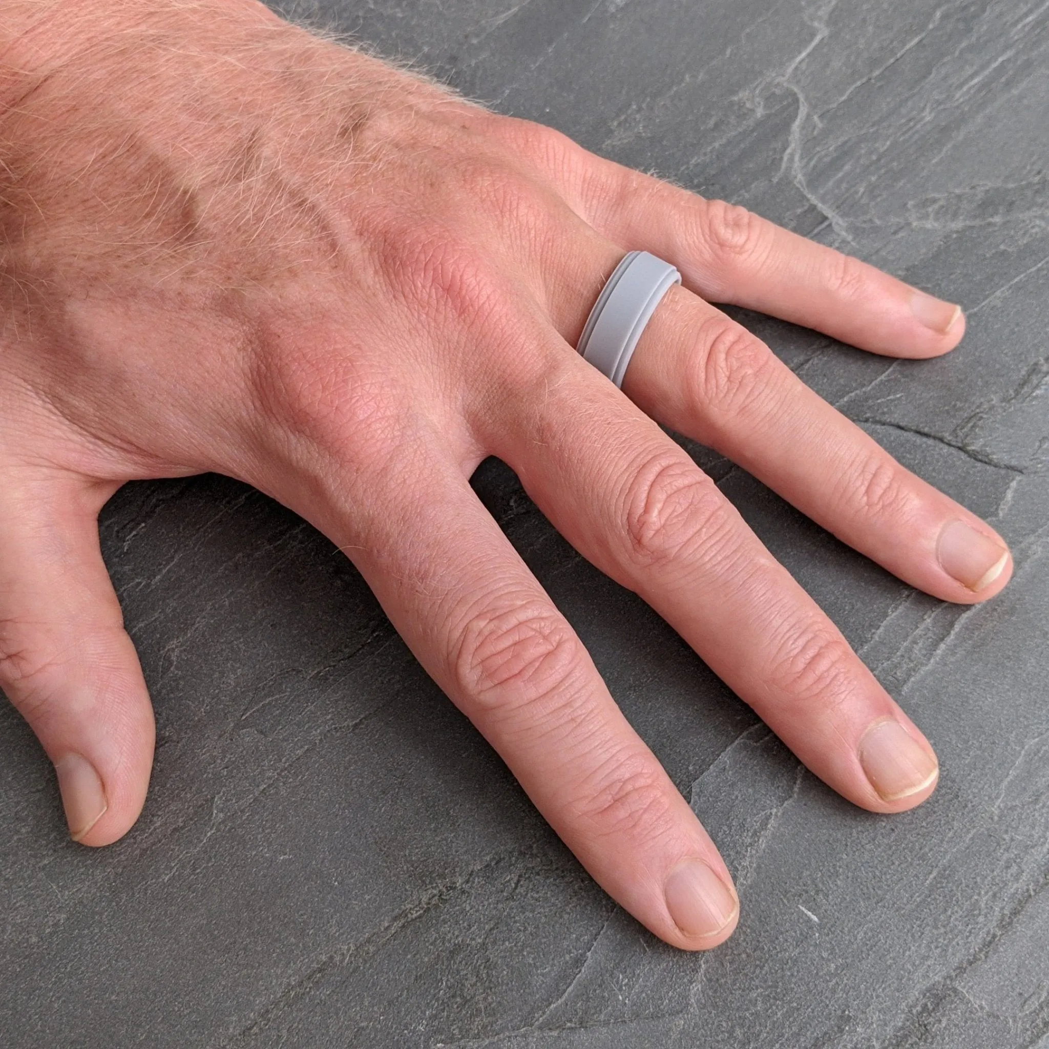 Light Grey Step Edge Breathable Silicone Ring for Men