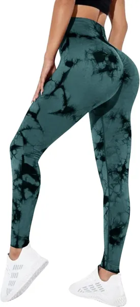 Litthing Scrunch Butt Leggings, Tie Dye Seamless Leggings for Women, Butt Lifting Workout High Waist Yoga Pants