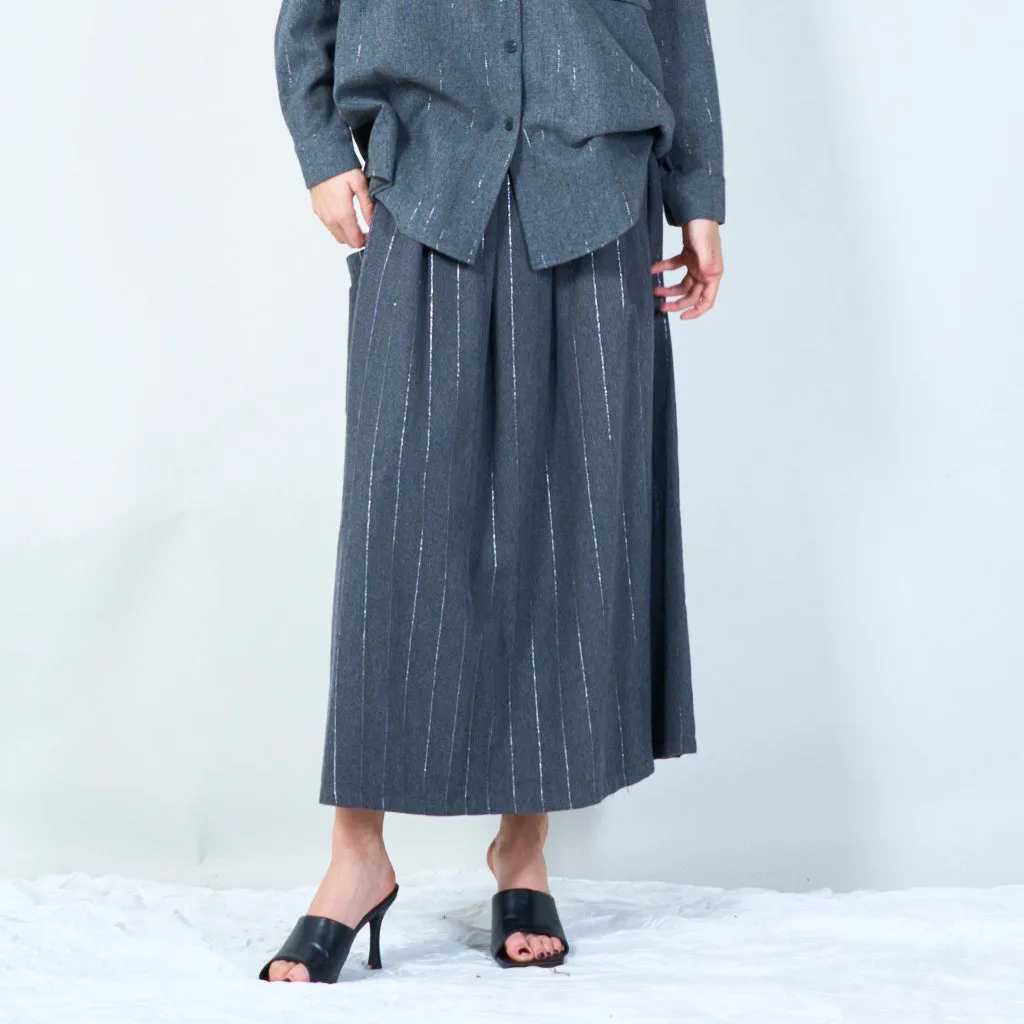 Midi striped pleated skirt wholesale