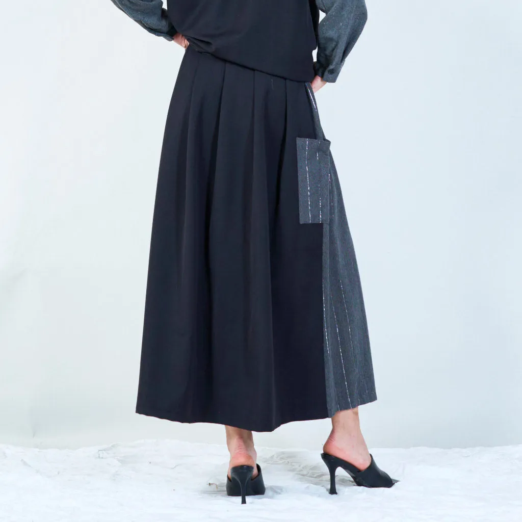 Midi striped pleated skirt wholesale