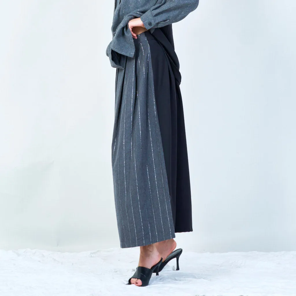Midi striped pleated skirt wholesale