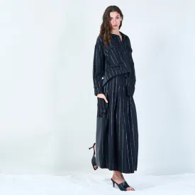 Midi striped pleated skirt wholesale