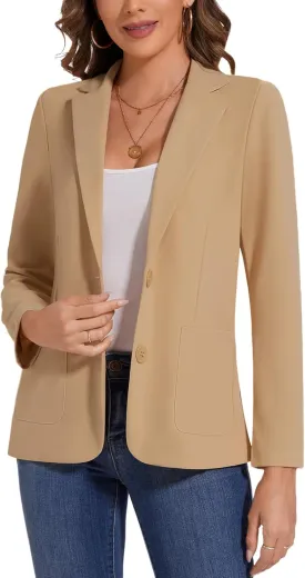 MINTLIMIT Womens Casual Long Sleeve Blazer Button Front Notch Lapel Work Office Business Blazers Jackets with Pockets