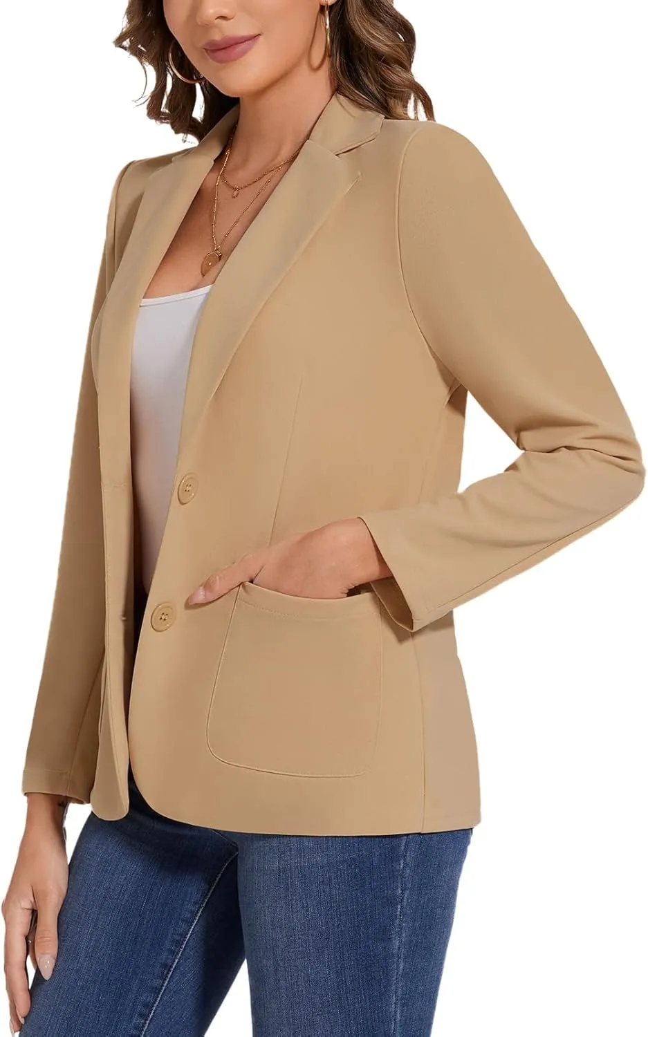 MINTLIMIT Womens Casual Long Sleeve Blazer Button Front Notch Lapel Work Office Business Blazers Jackets with Pockets