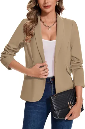 MINTLIMIT Women's Long Sleeve Work Casual Blazer Shawl Lapel Button Open Front Blazers Business Suit Jackets with Pockets