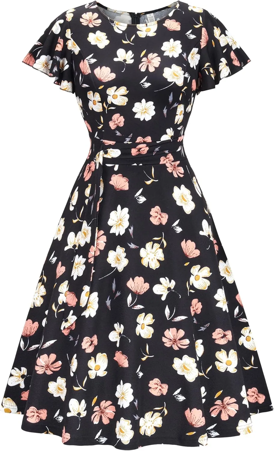 OWIN Womens 2025 Elegant Ruffle Sleeve Flared A Line Swing Casual Party Cocktail Dresses