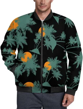 Palm Tree Men's Bomber Jacket Lightweight Windbreaker Fashion Spring Fall Coats Casual Jackets for Men