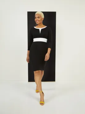 Petite Two-Toned Sheath Ponte Dress - Superflex