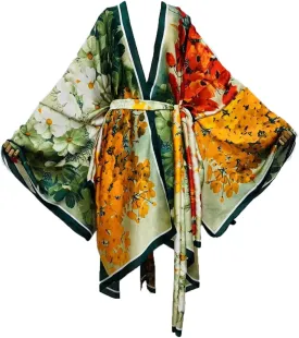 Plus Size Summer Cover up Cardigan Fashion Sexy African Holiday Party Long Sleeve Silk Feeling Robe Kimono Kaftan