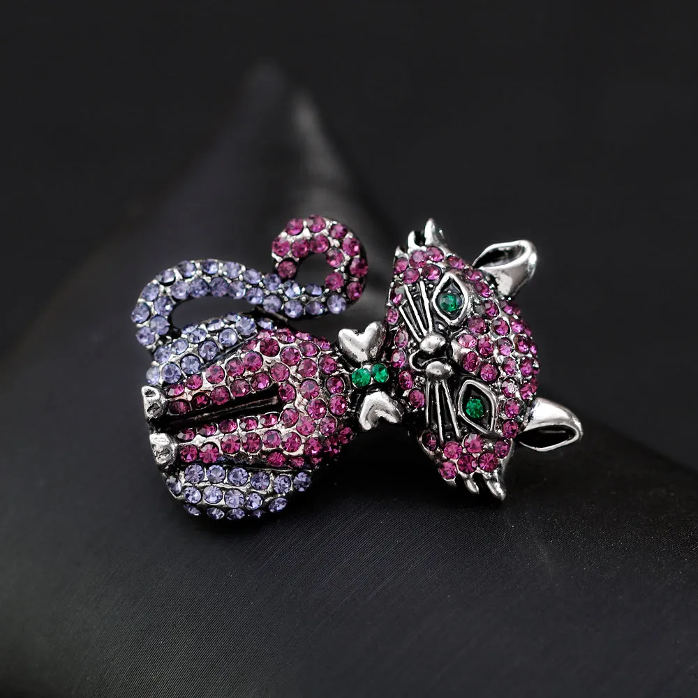 Rhinestone Alloy Cat Brooch-Fashion Accessories-Holiday Brooch-Retro Brooch-Perfect Gift for Women