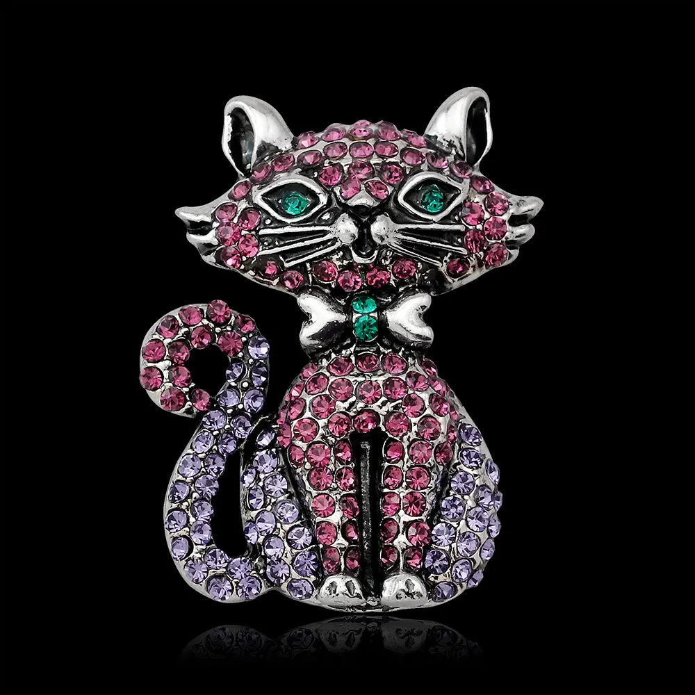 Rhinestone Alloy Cat Brooch-Fashion Accessories-Holiday Brooch-Retro Brooch-Perfect Gift for Women