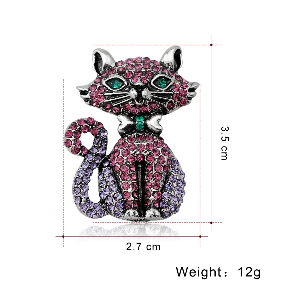 Rhinestone Alloy Cat Brooch-Fashion Accessories-Holiday Brooch-Retro Brooch-Perfect Gift for Women