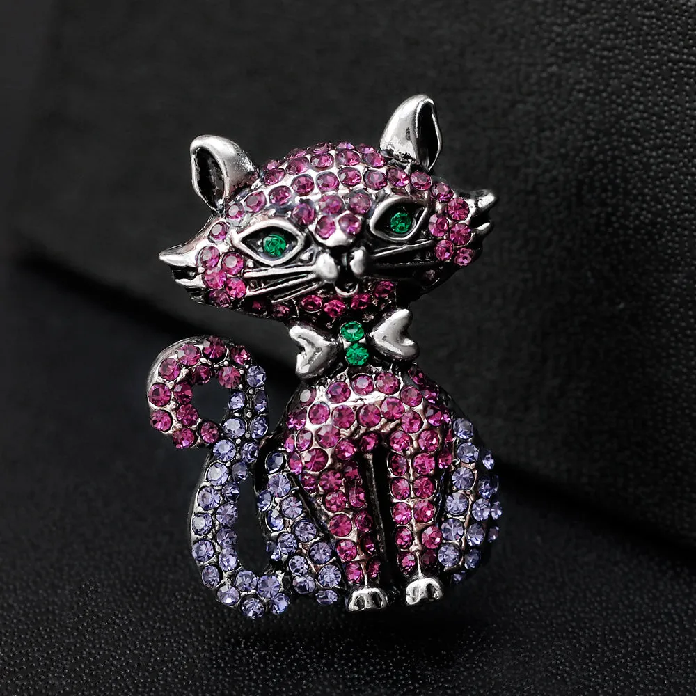 Rhinestone Alloy Cat Brooch-Fashion Accessories-Holiday Brooch-Retro Brooch-Perfect Gift for Women