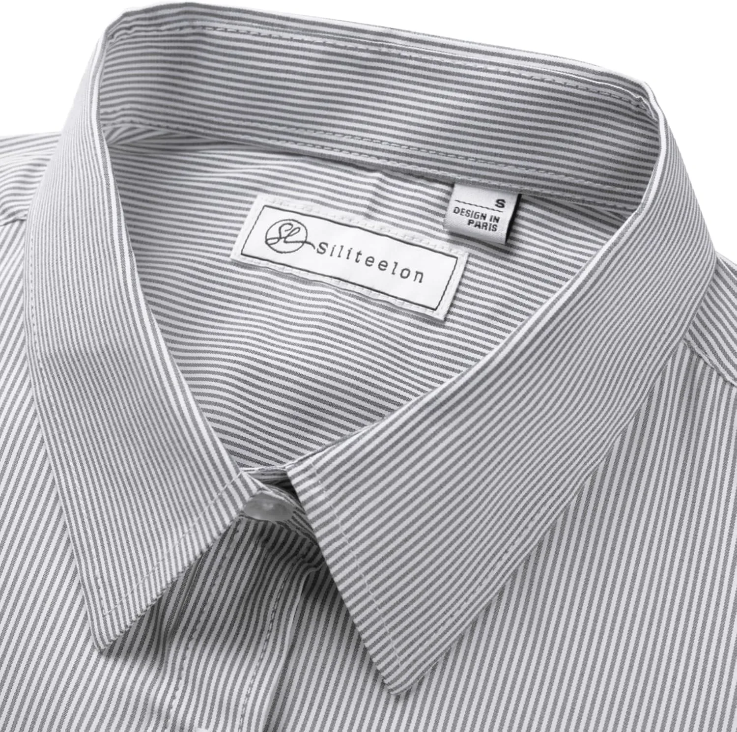 siliteelon Womens Stripe Dress Shirts Long Sleeve Button Down Wrinkle-Free Stretch Solid Casual Work Office Blouse Top