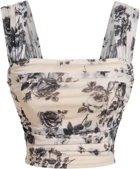 SOLY HUX Women's Floral Print Tank Tops Square Neck Sleeveless Going Out Tops Double Lined Summer Crop Tank Tops