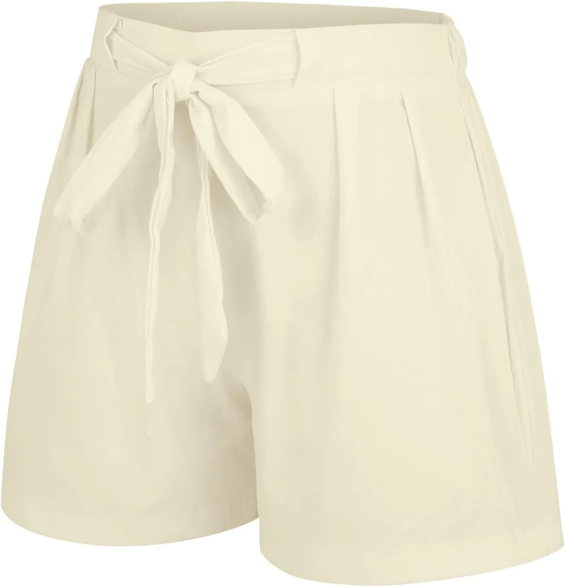 Summer Wide Leg Linen Shorts for Women Lightweight High Waisted Adjustable Tie Knot Casual Loose Short with Pockets