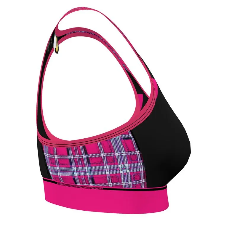 TRP Twisted Patterns 06: Digital Plaid 01-04A Designer Sports Bra