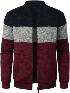 Uillui Mens Lightweight Track Jackets Casual Bomber Jacket Color Block Varsity Coat Pockets Workout Athletic Gym Sweatshirts