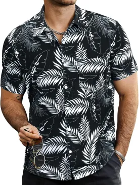 VATPAVE Mens Summer Striped Shirts Button Down Short Sleeve Vintage Beach Hawaiian Shirts with Pocket